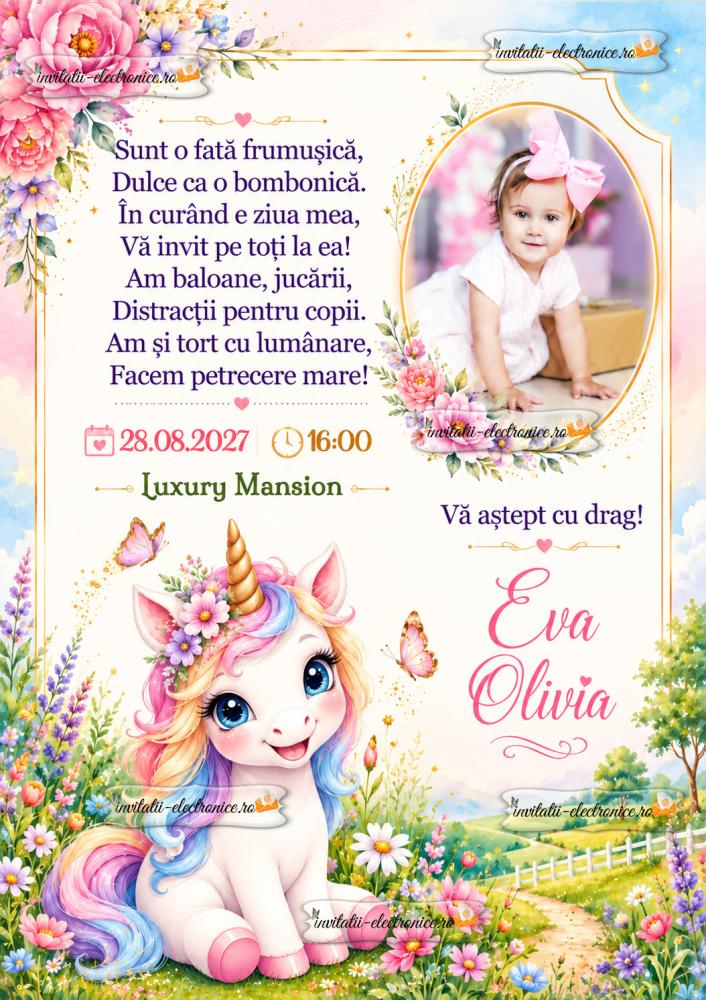 Invitatie cu unicorn