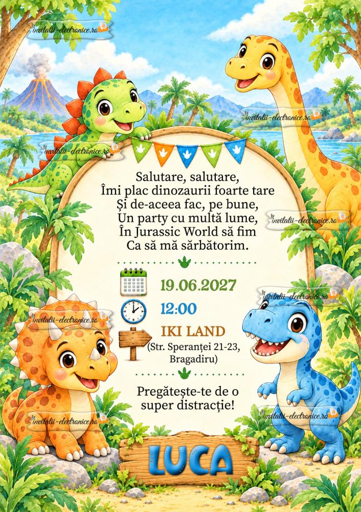 Invitatie cu dinozauri
