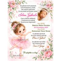 Invitatie de botez cu balerina