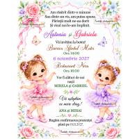 Invitatie de botez pentru gemene