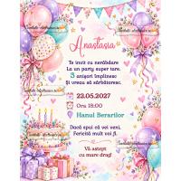 Invitatie colorata aniversare fetita