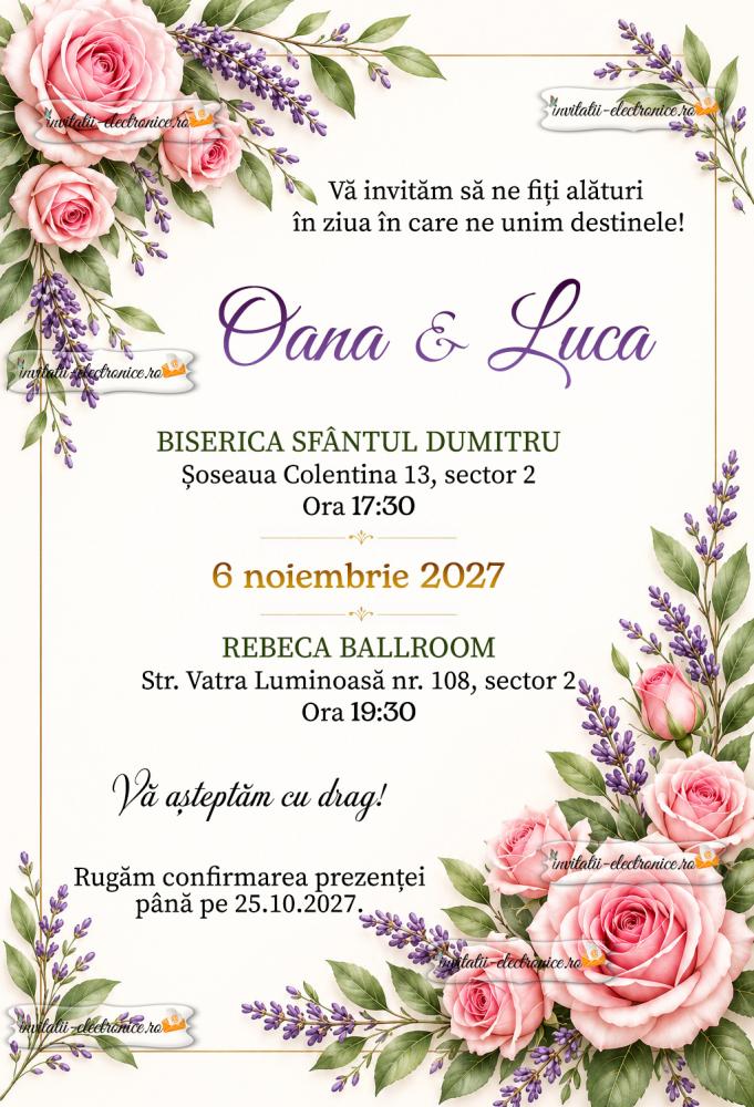 Invitatie de nunta simpla si eleganta