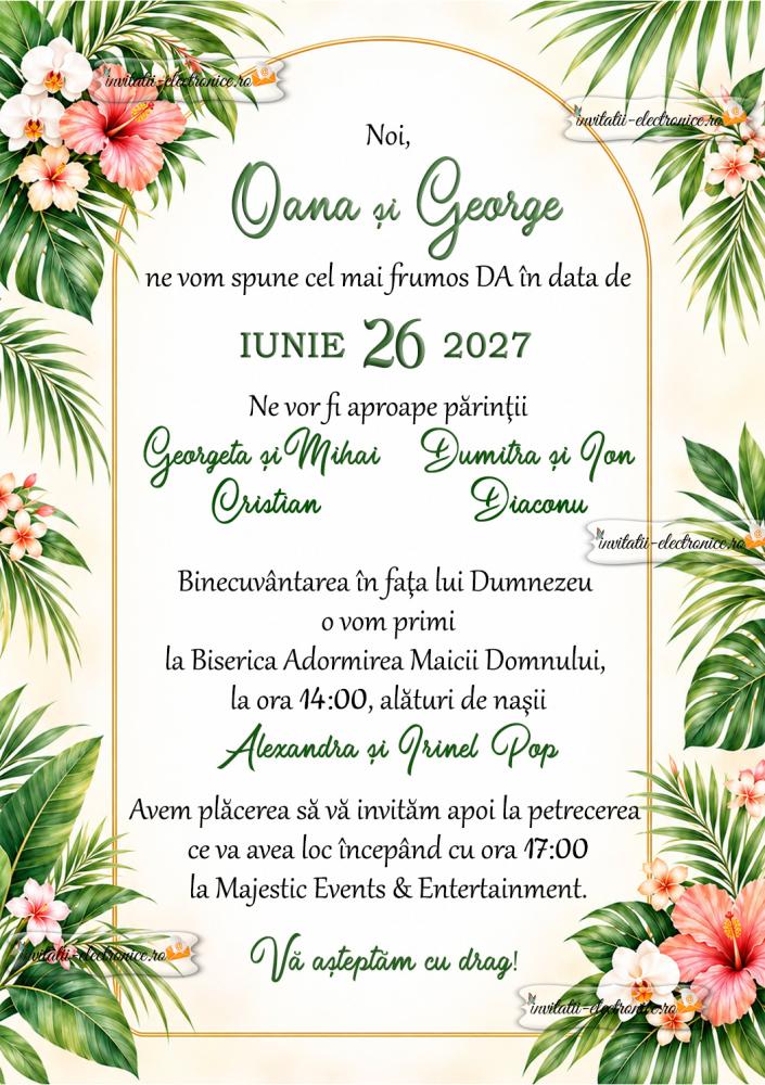 Invitatie cu frunze