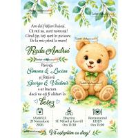 Invitatie de botez cu ursulet 