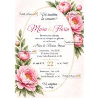 Invitatie la nunta cu bujori