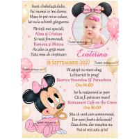 Invitatie la botez cu Minnie Mouse bebe