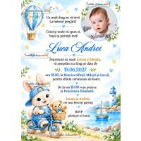 Invitatie de botez cu iepuras