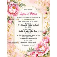 Invitatie la nunta cu bujori