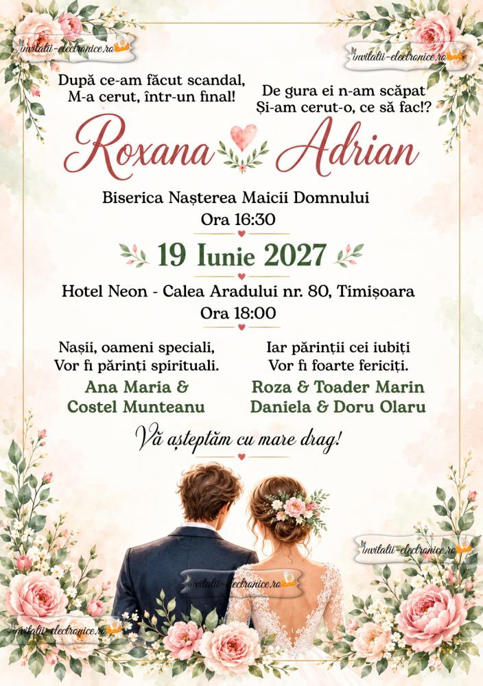 Invitatie de nunta de distribuit online