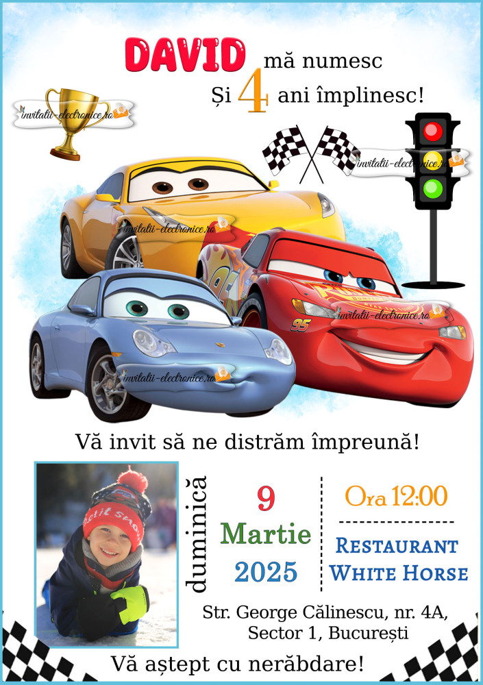 Invitatie electronica cu masinile din Cars