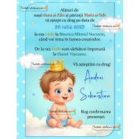 Invitatie la botez cu bebe print