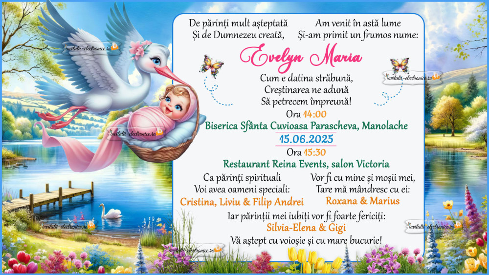 Invitatie la botez fetita