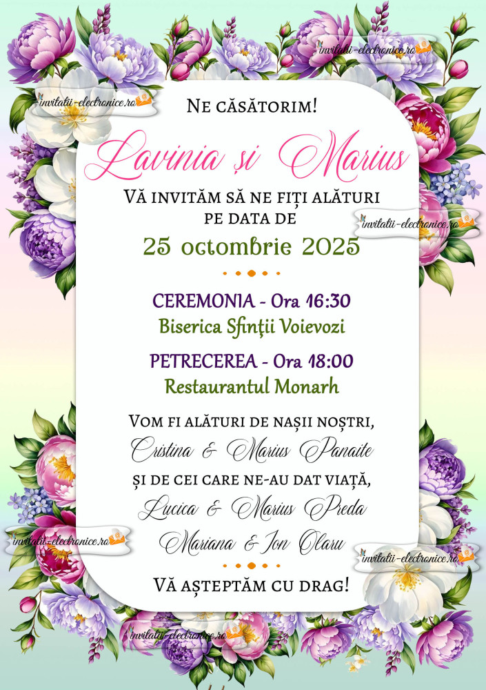 Invitatie de nunta cu flori