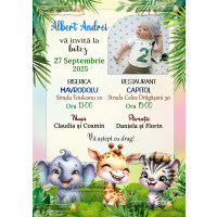 Invitatie la botez cu animale din jungla