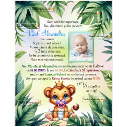 Invitatie de botez cu regele junglei