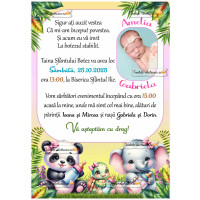 Invitatie la botez cu animale cu biberoane