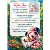 Invitație la botez cu Mickey Mouse 