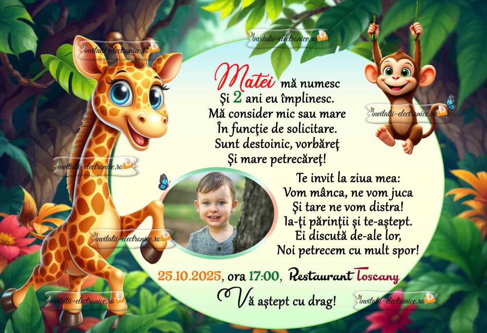 Invitatie electronica pe tema JUNGLA