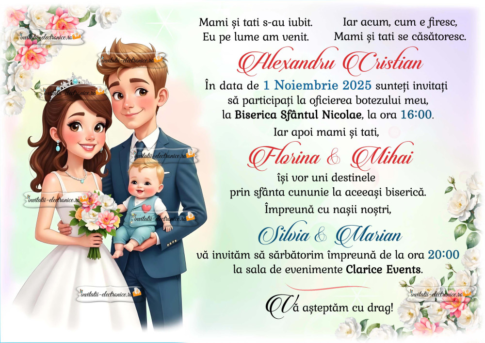 Invitatie nunta si botez baiat