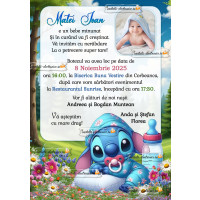 Invitatie electronica de botez cu Stitch