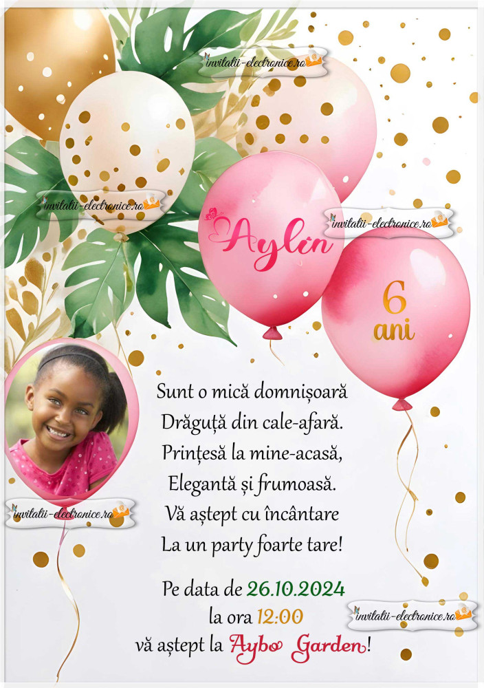 Invitatie la petrecerea unei fetite