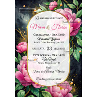 Invitatie la nunta cu bujori