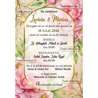 Invitatie la nunta cu bujori