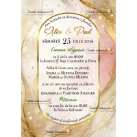 Invitatie la nunta cu auriu