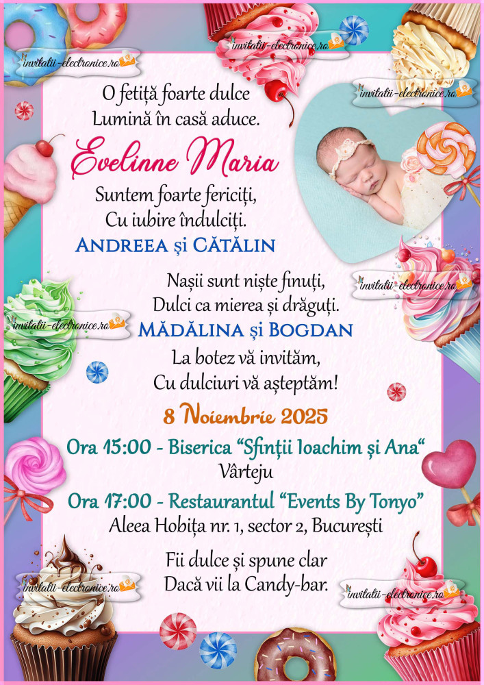 Invitatie la botez - pentru o fetita dulce