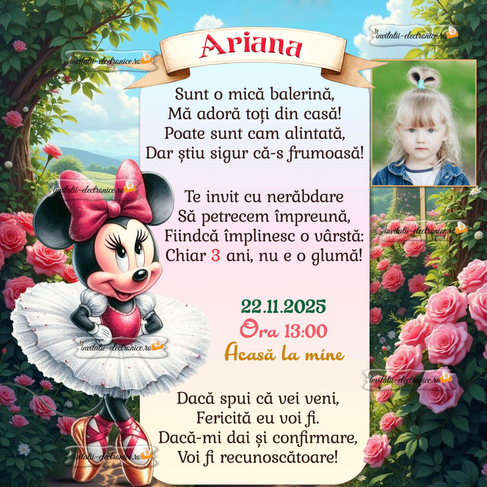 Invitație cu Minnie 