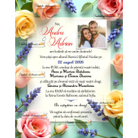 Invitatie de nunta cu trandafiri