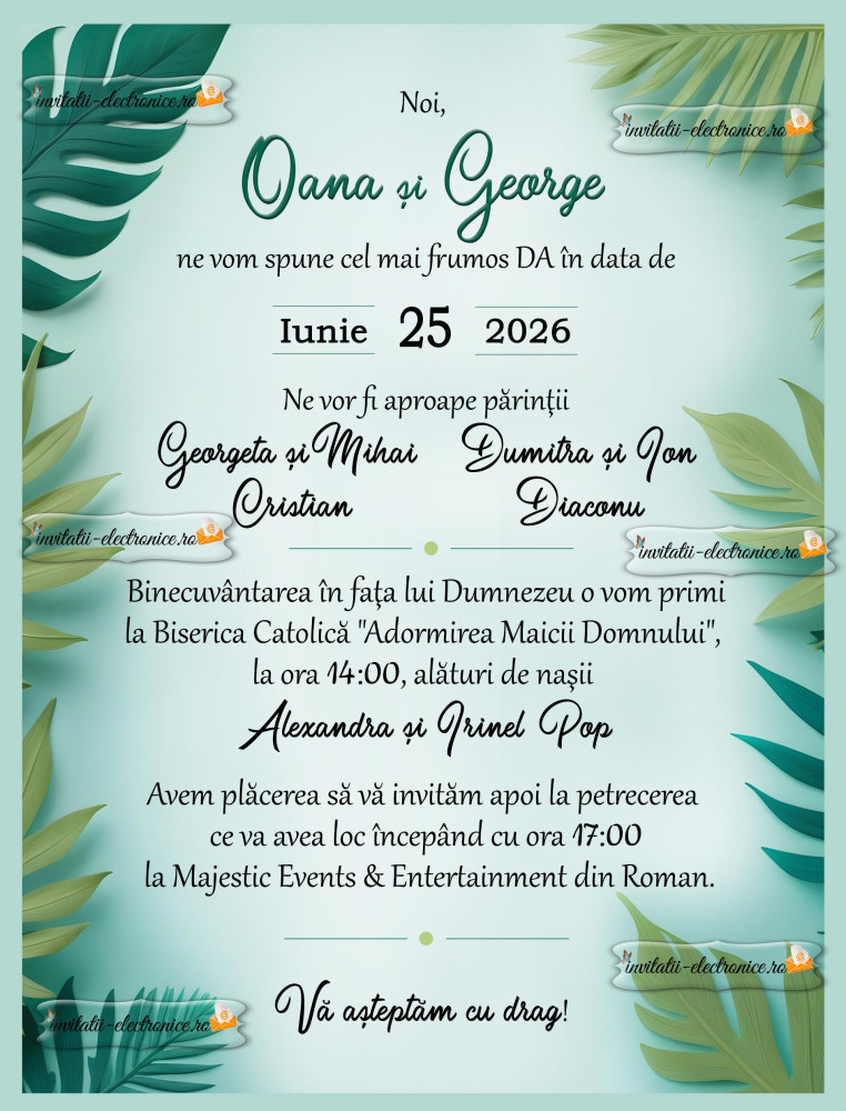 Invitatie cu frunze