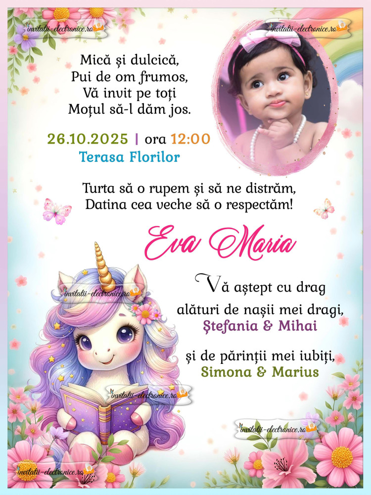 Invitatie cu unicorn