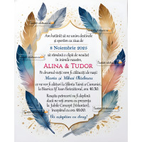 Invitatie de nunta cu pene
