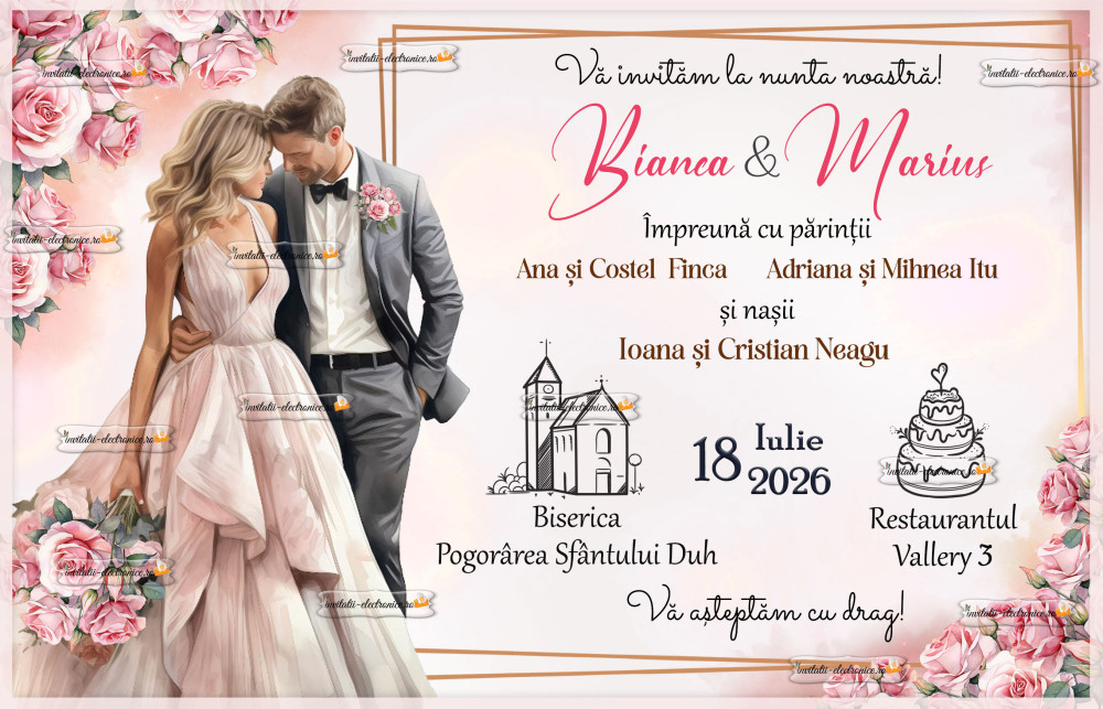 Invitatie la nunta cu miri