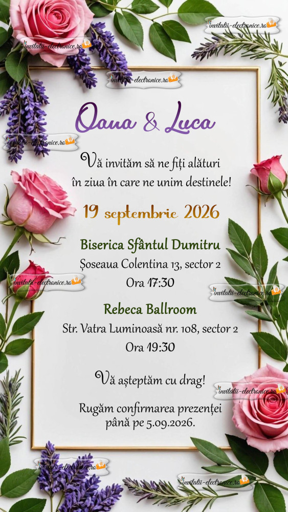 Invitatie de nunta simpla si eleganta