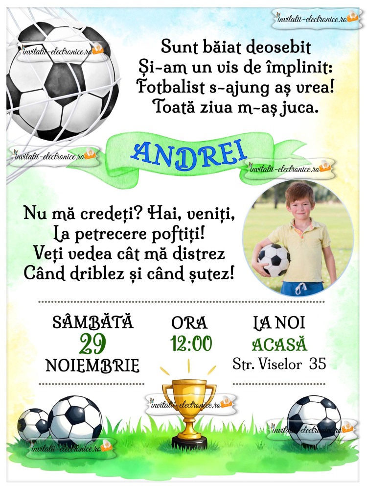 Invitație baiat pe tema fotbal