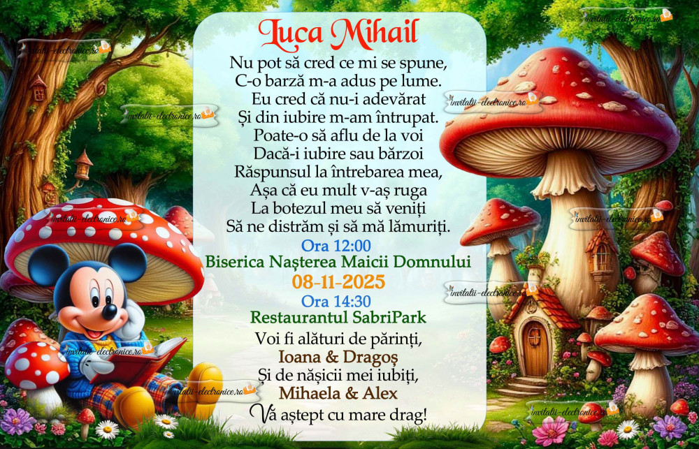 Invitatie la botez cu Mickey Mouse