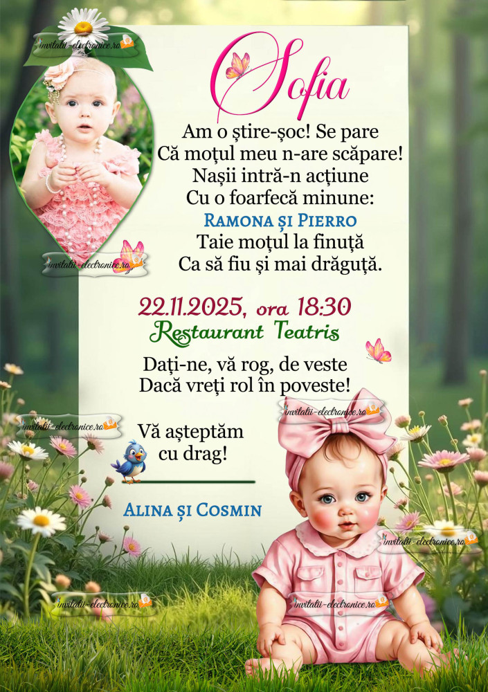 Invitatie la aniversarea unei fetite