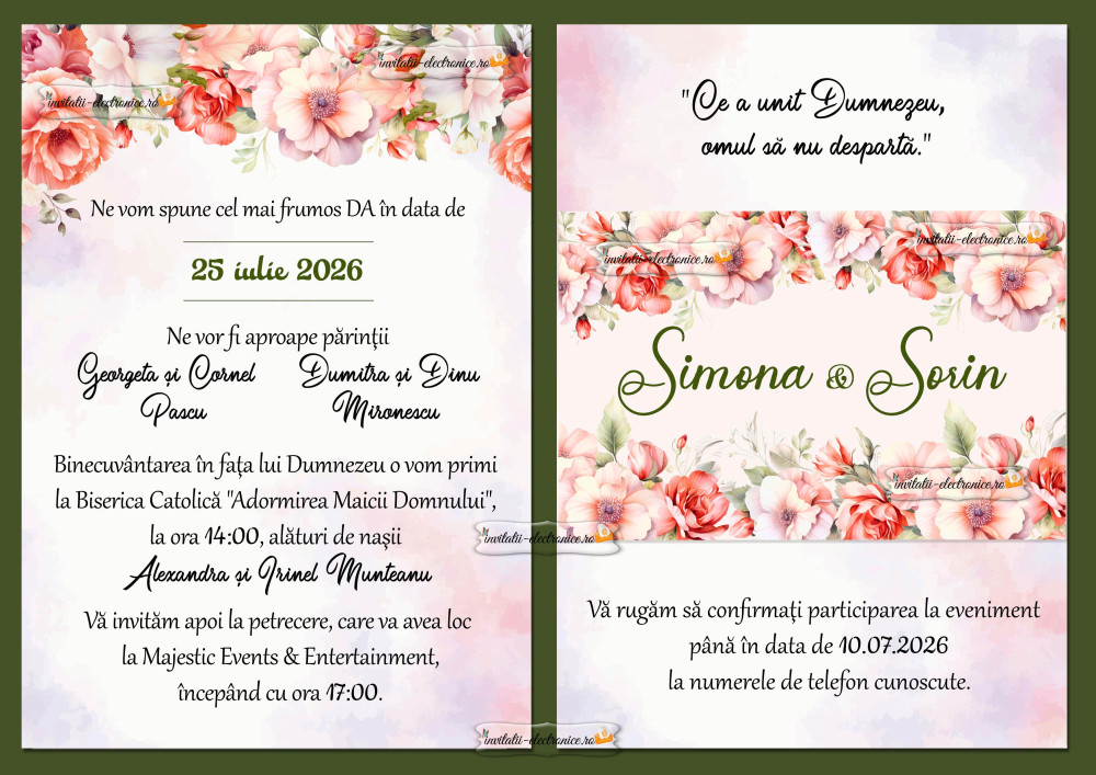 Invitatie de nunta de trimis online