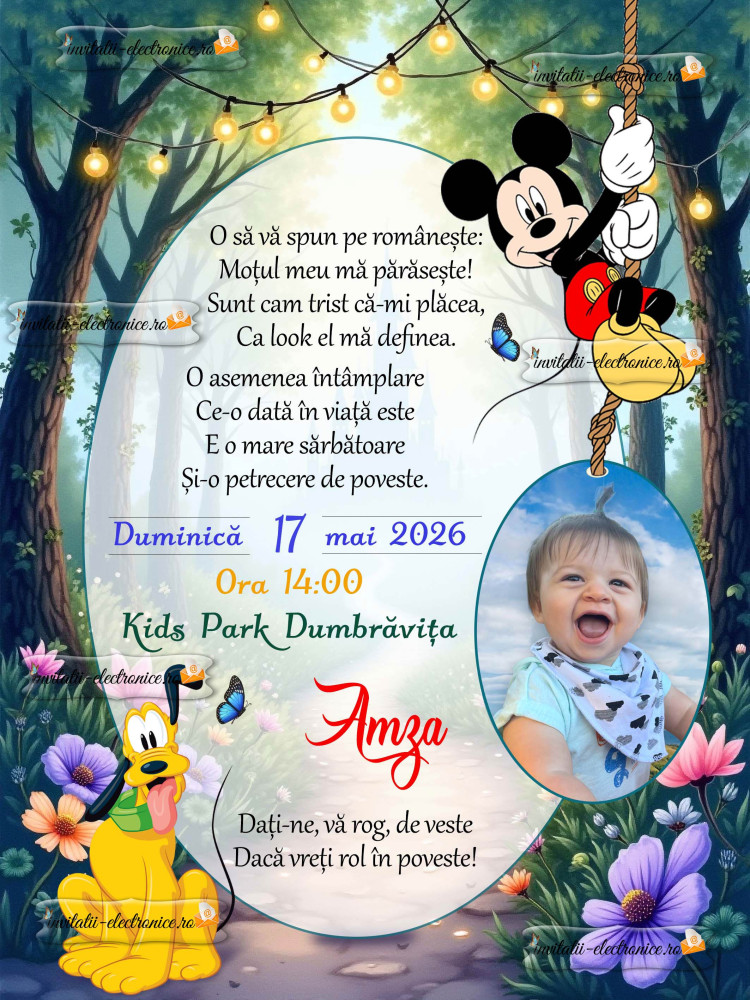 Invitatie la aniversare cu Mickey Mouse