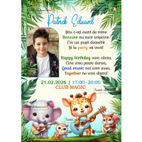 Invitatie cu animale cantand la chitara