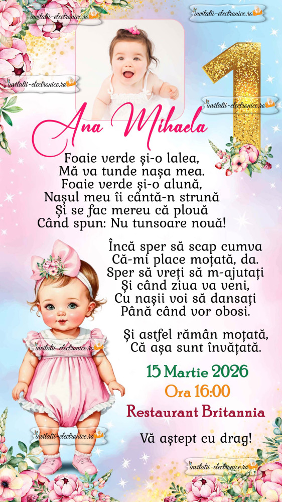 Invitatie la aniversare 1 an