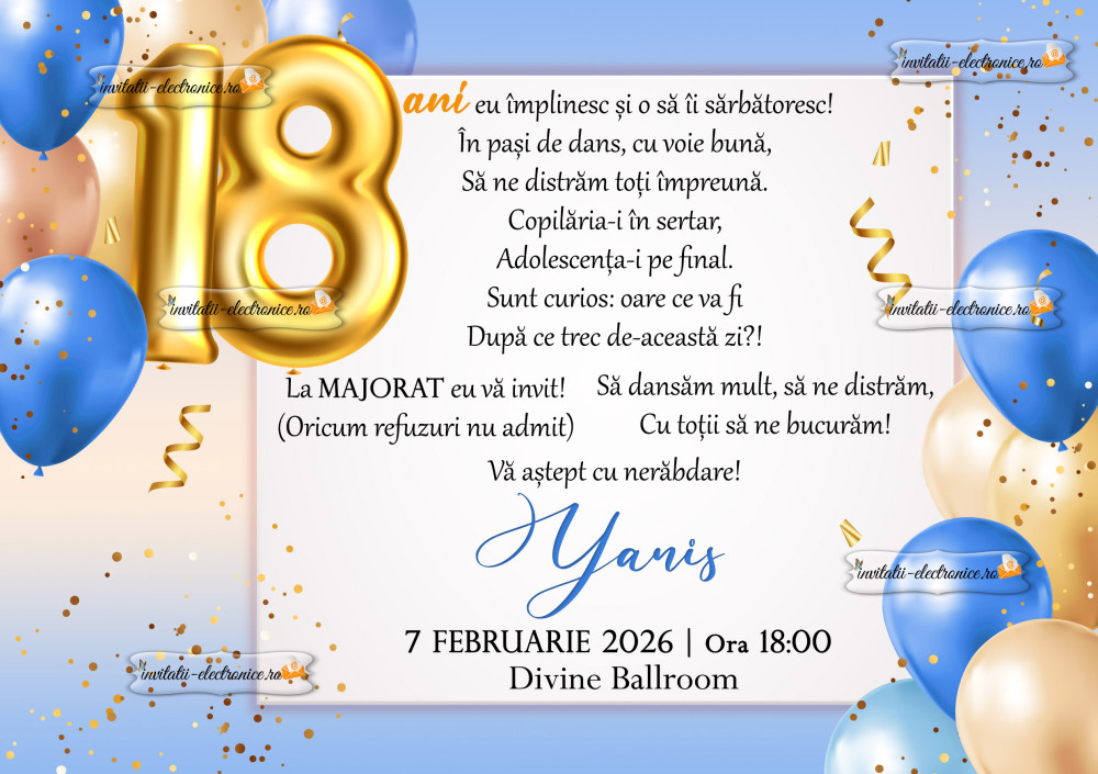 Invitatie la majorat baiat