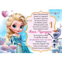 Invitatie la petrecere de fetita cu Elsa