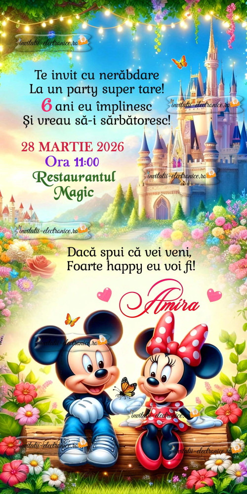Invitatie la petrecere cu Minnie si Mickey 