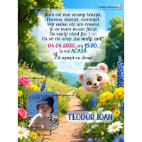 Invitatie la aniversare cu ursulet