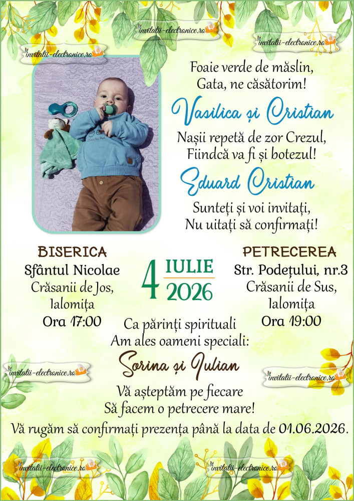 Invitatie la nunta si botez