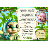 Invitatie la botez cu dinozaur