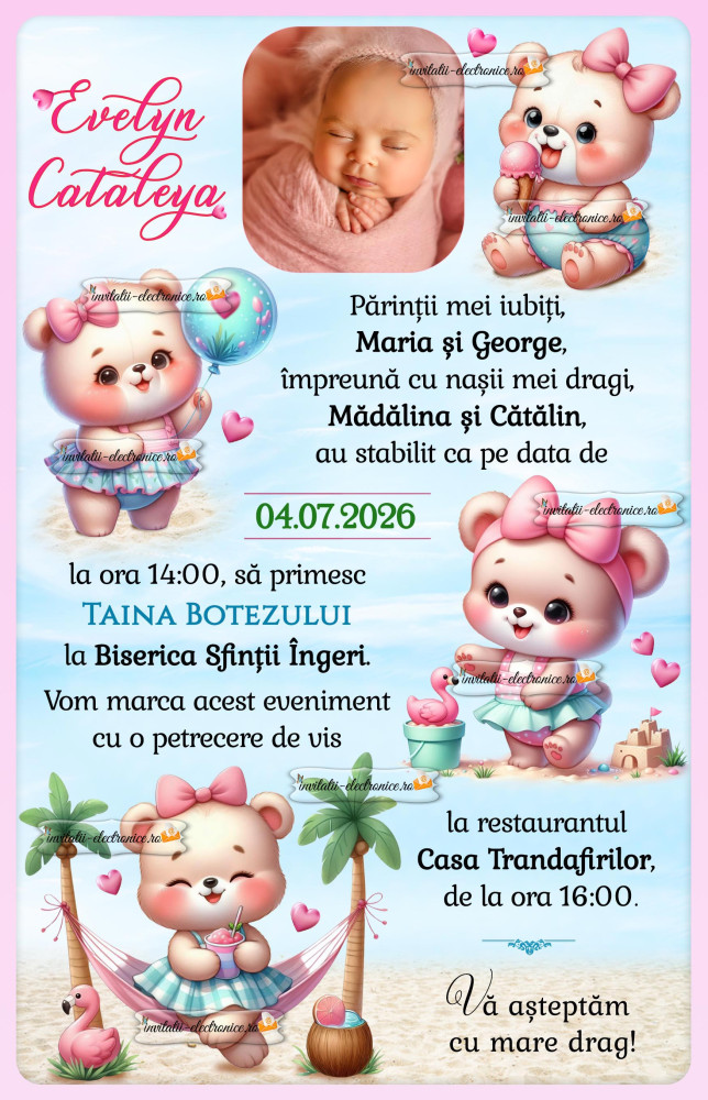 Invitatie digitala botez fetita